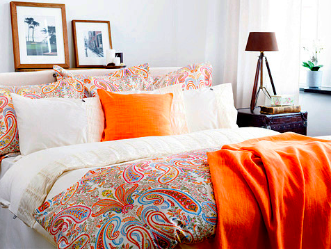 Marie Burgos design paisley, bright paisley, paisley bedspread