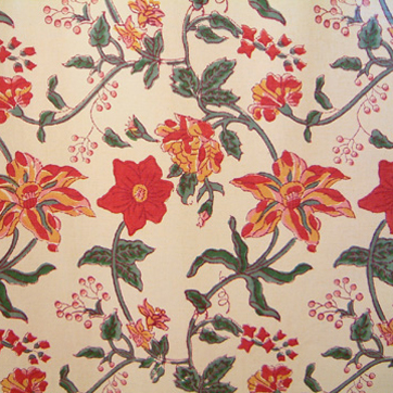 Tropical Garden floral swatch Colorful Country Red Floral Indian Cotton Fabric