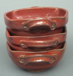 Thanksgiving table settings, red bowls, iron oxide bowls, handled bowls