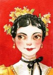 Amy Abshier Reyes at the art museum Red Painting Christmas Gift Ideas Red Portrait