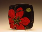 red and black poppy plate Christmas gift ideas handmade red plate