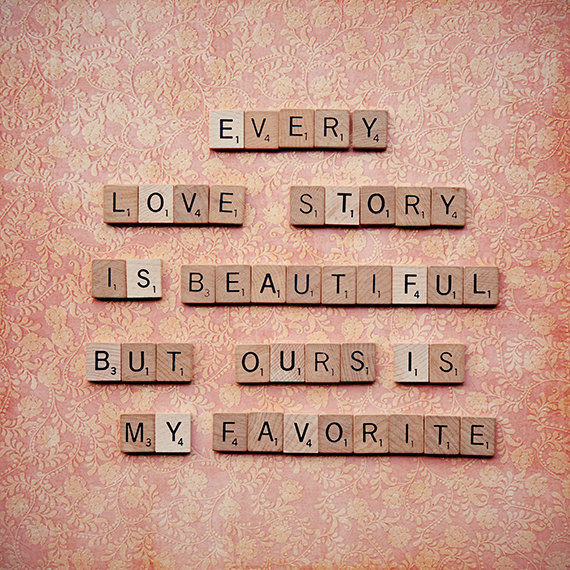 love quote scrabble tiles valentine's day art