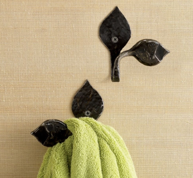 Lotus leaf hooks hand forged wrought iron leaf hooks lotus motif