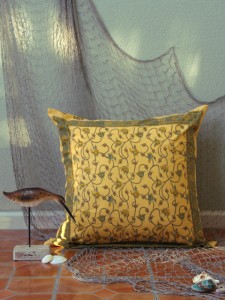 Yellow floral summer beach cotton pillow sham 