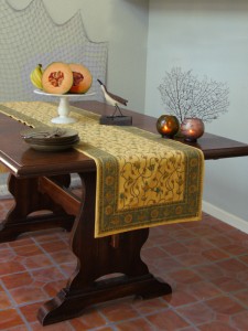 Yellow floral summer beach cotton table runner