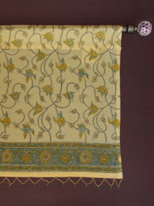 yellow vines green brown summer cotton valance