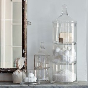 glass jars bath accessories for yellow and blue bath