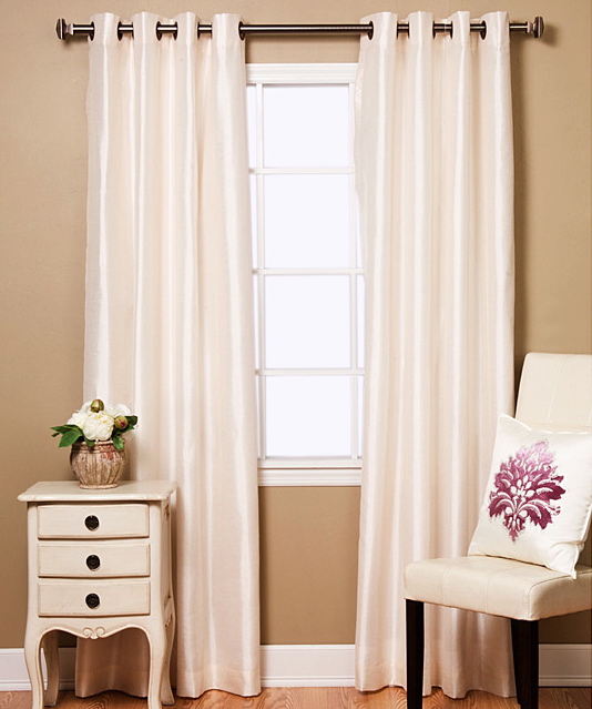 Ivory faux silk curtains
