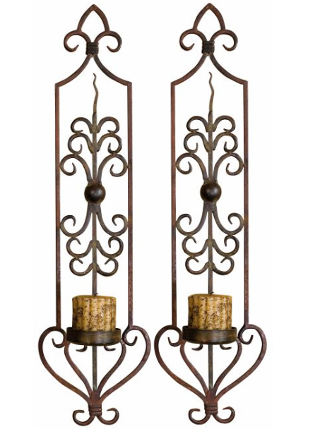 Wall sconce with antique candles