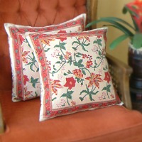 tropical garden pillows tangerine floral pillows