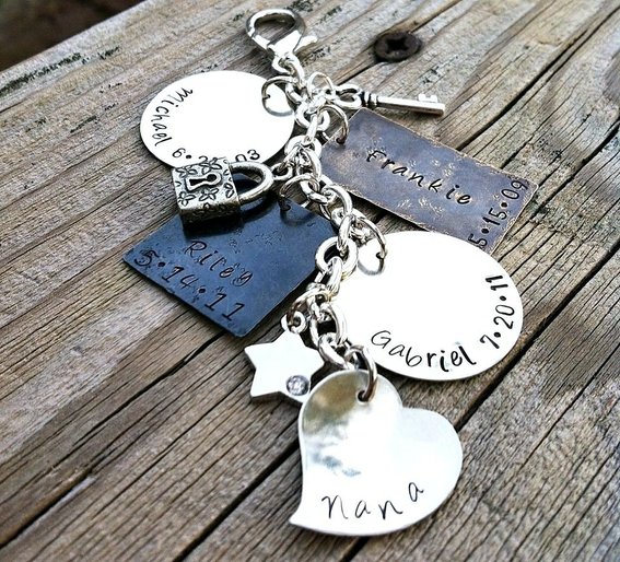 Hand stamped keepsake keychain for "Nana" - Custommade.com