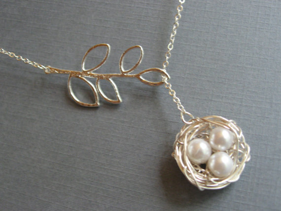 Silver Bird Nest Necklace