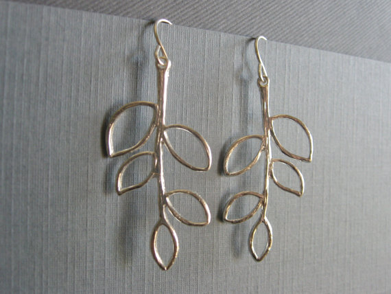 Silver plated five leaf branch earrings, DevinMichaels