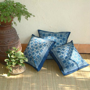 starry nights indigo blue pillow hand printed blue pillow cover