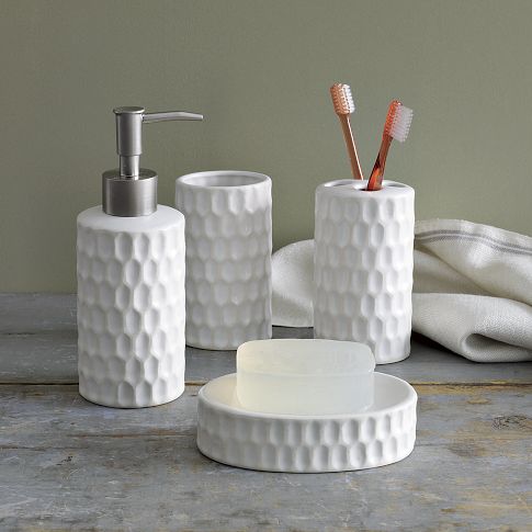 white accessories for an elegant bath