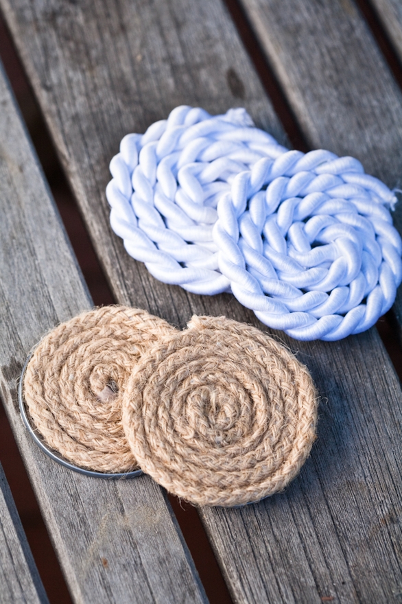 DIY nautical rope coasters