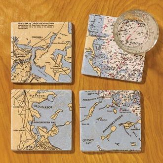 Nautical chart coasters