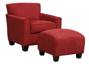 Red microfiber chair and ottoman