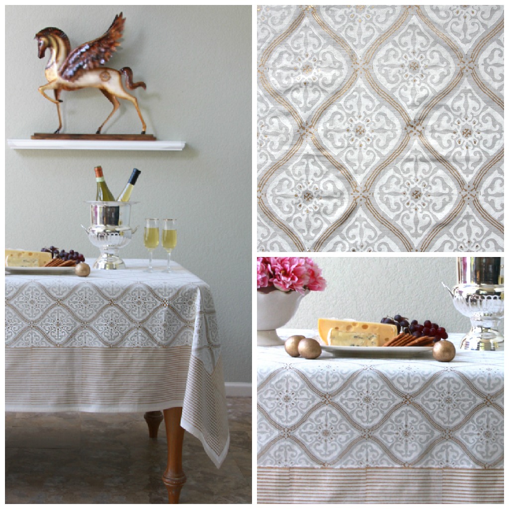 outdoor dining with white tablecloth