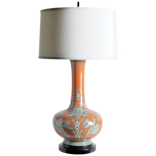 Hand painted orange lamp