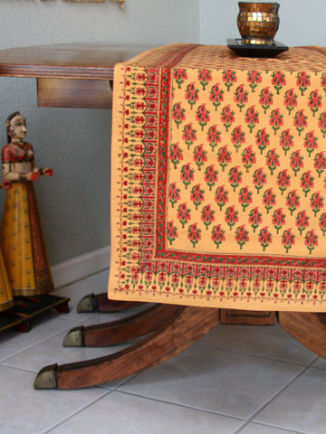 indian summer orange and red table runner cotton hand printed table runner