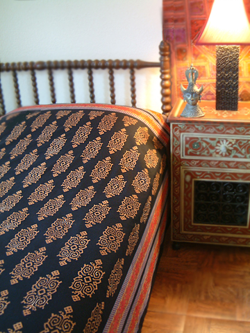 exotic black and gold cotton Bedspread kilim pattern bedspread