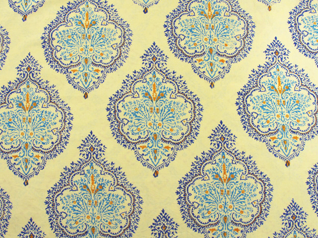Yellow and blue curtain