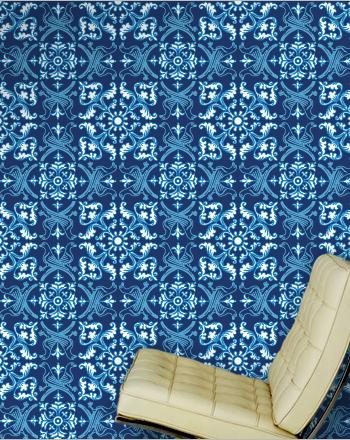 blue and white wallpaper Pigeon Boheme - The Wallpaper Collective
