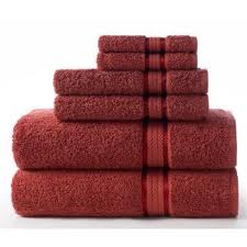 rust red bath towels