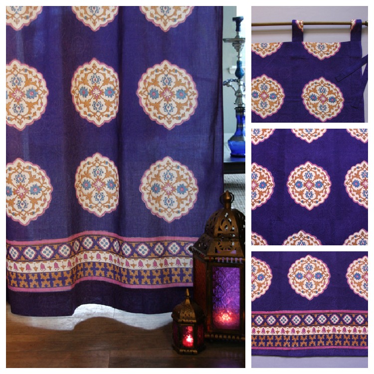 Purple blue vintage moroccan curtain