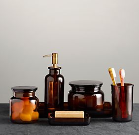 amber bath accessories brown glass bath accessories
