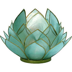 Turquoise lotus candle holder