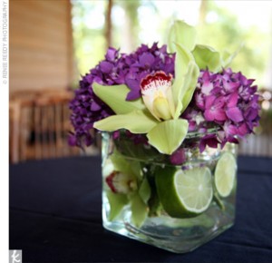 purple and green centerpiece the knot purple centerpiece