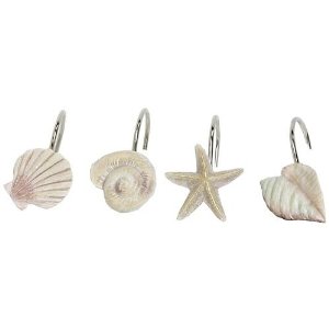 shell shower curtain hooks coastal bath decor
