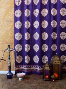 purple and gold bathroom
