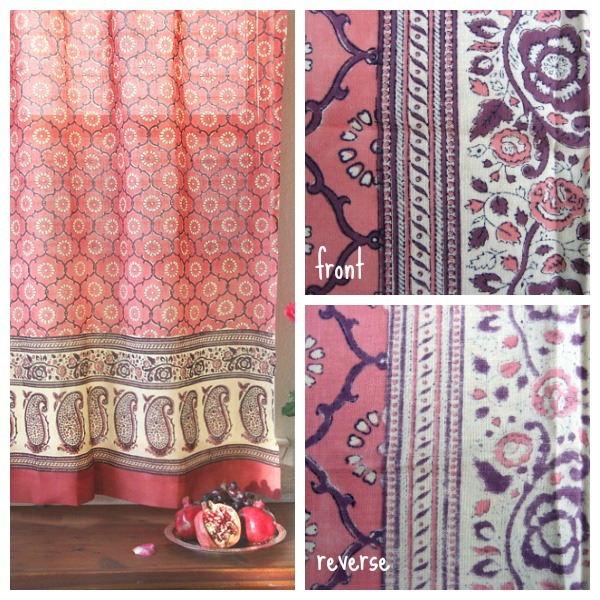 india rose pink sari cotton curtains