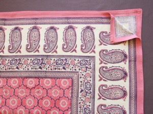 ir_tc_detail_large Luxury Pink Floral Indian Sari Print Queen Bedspread