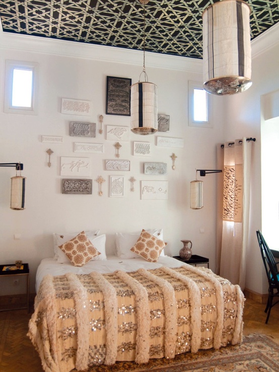 White bohemian bedroom