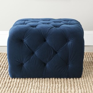 Safavieh Kenan Navy Blue Ottoman - Overstock