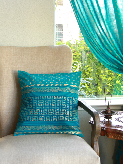 Jeweled Peacock throw pillow cover