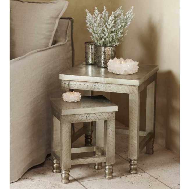 Etched silver nesting tables, Viva Terra
