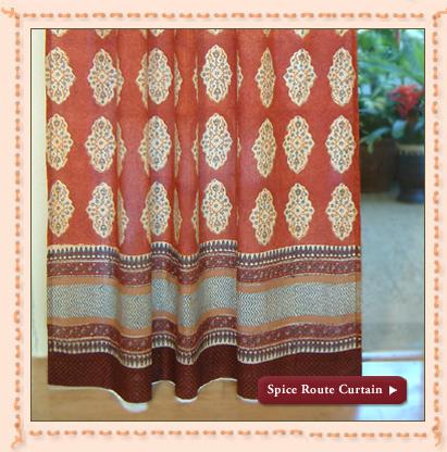 Spice Route ~ Decorative Red Orange Moroccan Tab Top Curtain