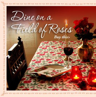 Roses In The Snow ~ Red White Floral Country Cottage Tablecloth