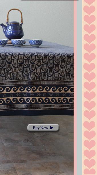 Pacific Blue ~ Rustic Navy Blue Ocean Oriental Asian Tablecloth
