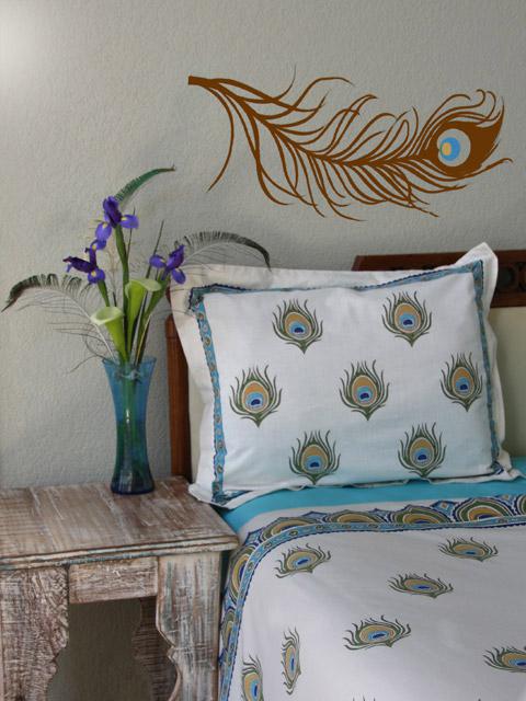 Dance O Peacock Ivory Peacock Feather Elegant India Pillow Sham