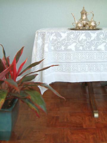 Buy Now Ivy Lace Elegant White Wedding India Block Print Table Cloth 