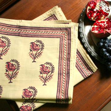 India Rose ~ Fancy Decorative Pink Floral India Dinner Napkin