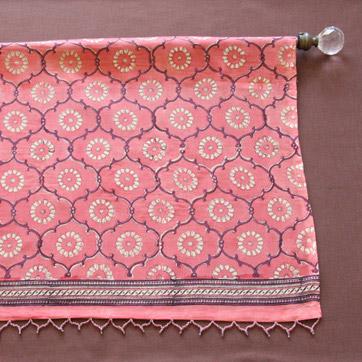 India Rose ~ Sheer Pink Floral Decorative Beaded Window Valance