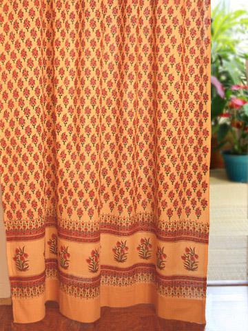 Indian Summer ~ Orange Paisley India Sari Cotton Curtain