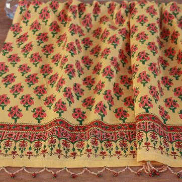 Indian Summer  ~ Orange Paisley Beaded Window Valance